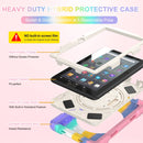 For Amazon Kindle Fire 7 2022 Hard PC Soft Silicone Full Body Tablet Case(Colorful Pink)