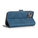 Retro Magnetic Closing Clasp Leather Case For iPhone 14 Pro Max(Navy Blue)