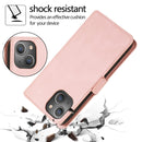 Retro Magnetic Closing Clasp Leather Case For iPhone 14 Pro Max(Rose Gold)