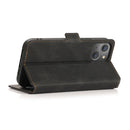 Retro Magnetic Closing Clasp Leather Case For iPhone 14(Black)