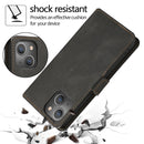 Retro Magnetic Closing Clasp Leather Case For iPhone 14(Black)