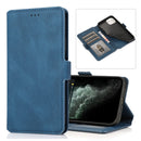 Retro Magnetic Closing Clasp Leather Case For iPhone 14(Navy Blue)