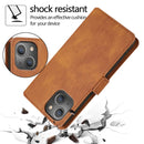 Retro Magnetic Closing Clasp Leather Case For iPhone 14(Brown)