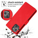 Retro Magnetic Closing Clasp Leather Case For iPhone 14 Max(Red)