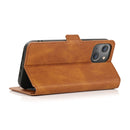 Retro Magnetic Closing Clasp Leather Case For iPhone 14 Max(Brown)