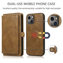 For iPhone 14 Strong Magnetic Detachable Leather Case (Brown)