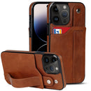 Wrist Strap Holder Phone Case For iPhone 14 Pro(Brown)