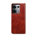 For OPPO Reno8 Pro Simple Wax Crazy Horse Texture Leather Phone Case(Brown)