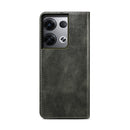 For OPPO Reno8 Simple Wax Crazy Horse Texture Leather Phone Case(Dark Green)