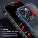 For iPhone 14 Pro iPAKY Carbon Fiber Texture Shockproof PC + TPU Protective Phone Case(Blue)