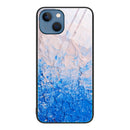 Marble Pattern Glass Protective Phone Case For iPhone 14(Ocean Waves)