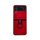 For Samsung Galaxy Z Flip4 Crocodile Texture PU Phone Case With Ring(Red)
