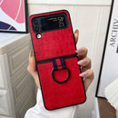 For Samsung Galaxy Z Flip4 Crocodile Texture PU Phone Case With Ring(Red)