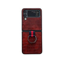 For Samsung Galaxy Z Flip4 Crocodile Texture PU Phone Case With Ring(Coffee)