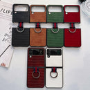 For Samsung Galaxy Z Flip4 Crocodile Texture PU Phone Case With Ring(Coffee)