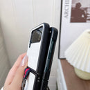 For Samsung Galaxy Z Flip4 Crocodile Texture PU Phone Case With Ring(White)