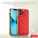 For iPhone 13 Pro D03 Heart PU Leather Electroplated Phone Case (Red)