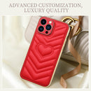 For iPhone 13 Pro D03 Heart PU Leather Electroplated Phone Case (Red)