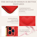 For iPhone 13 Pro D03 Heart PU Leather Electroplated Phone Case (Red)