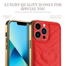 For iPhone 13 Pro D03 Heart PU Leather Electroplated Phone Case (Red)
