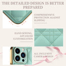 For iPhone 13 Pro D03 Grid PU Leather Electroplated Phone Case (Light Green)