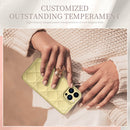 For iPhone 13 Pro Max D03 Grid PU Leather Electroplated Phone Case (Yellow)