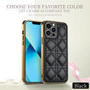 For iPhone 13 Pro Max D03 Grid PU Leather Electroplated Phone Case (Black)