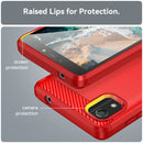 For Nokia C2 2nd Edition Brushed Texture Carbon Fiber TPU Phone Case(Red)