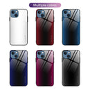 For iPhone 14 Texture Gradient Glass TPU Phone Case (Black)