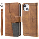Splicing Leather Phone Case For iPhone 14(Brown)