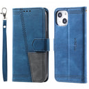 Splicing Leather Phone Case For iPhone 14(Blue)