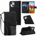Splicing Leather Phone Case For iPhone 14(Black)