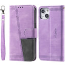 Splicing Leather Phone Case For iPhone 14(Purple)