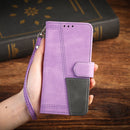 Splicing Leather Phone Case For iPhone 14(Purple)