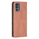 For Motorola Moto G62 Prismatic Invisible Magnetic Leather Phone Case(Brown)