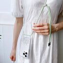 Lanyard Glitter Epoxy Clear Phone Case For iPhone 14 Pro Max(Black)