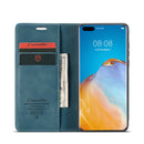 For Huawei P40 CaseMe-013 Multifunctional Horizontal Flip Leather Case with Card Slot & Holder & Wallet(Blue)