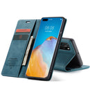 For Huawei P40 CaseMe-013 Multifunctional Horizontal Flip Leather Case with Card Slot & Holder & Wallet(Blue)