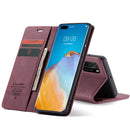 For Huawei P40 CaseMe-013 Multifunctional Horizontal Flip Leather Case with Card Slot & Holder & Wallet(Wine Red)