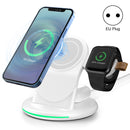 W-03 3 in 1 Magnetic Wireness Charge with 15W Adapter / USB-C Cable, Plug Type:EU Plug(White)