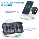 W-03 3 in 1 Magnetic Wireness Charge with 15W Adapter / USB-C Cable, Plug Type:UK Plug(White)