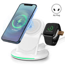 W-03 3 in 1 Magnetic Wireness Charge with 15W Adapter / USB-C Cable, Plug Type:AU Plug(White)