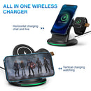 W-03 3 in 1 Magnetic Wireness Charge with 15W Adapter / USB-C Cable, Plug Type:AU Plug(Black)
