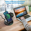 W-03 3 in 1 Magnetic Wireness Charge with 15W Adapter / USB-C Cable, Plug Type:AU Plug(Black)