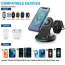 W-03 3 in 1 Magnetic Wireness Charge with 15W Adapter / USB-C Cable, Plug Type:AU Plug(Black)