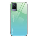 For vivo V21 Gradient Color Glass Case(Green Cyan)