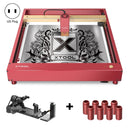 XTOOL D1 Pro-5W High Accuracy DIY Laser Engraving & Cutting Machine + Rotary Attachment + Raiser Kit, Plug Type:US Plug(Golden Red)