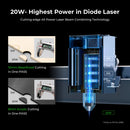 XTOOL D1 Pro-20W High Accuracy DIY Laser Engraving & Cutting Machine + Rotary Attachment + Raiser Kit, Plug Type:US Plug(Golden Red)