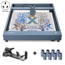 XTOOL D1 Pro-20W High Accuracy DIY Laser Engraving & Cutting Machine + Rotary Attachment + Raiser Kit, Plug Type:AU Plug(Metal Gray)