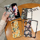For Samsung Galaxy Z Fold4 Frosted Flower Pattern Protective Phone Case(Apricot Flower)
